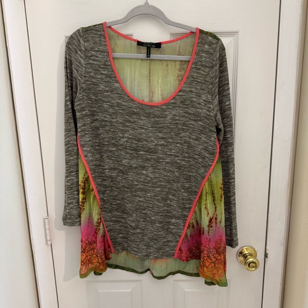 Poeme by Citron Santa Monica Tie Dye Knit Blouse Size Medium Artsy Colorful